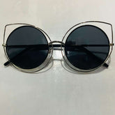 Round Dual Wire Cat Eye Sunglasses