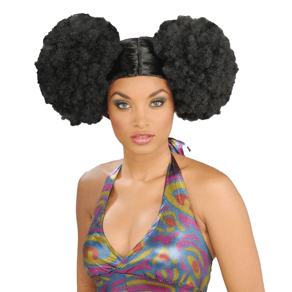 1970s Black Afro Puff Adult Wig