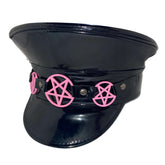 Pentagram Black Patent Captain Hat