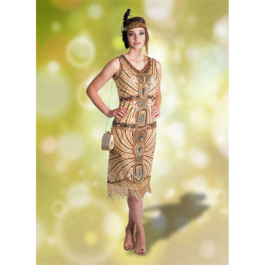 Premium Peach Fringe Multicolor Sequin Flapper Dress Large Premium Peach Fringe Multicolor Sequin Flapper Dress Large