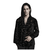 Punk Rave Gothic Floral Pattern Velvet Long Sleeved Shirt