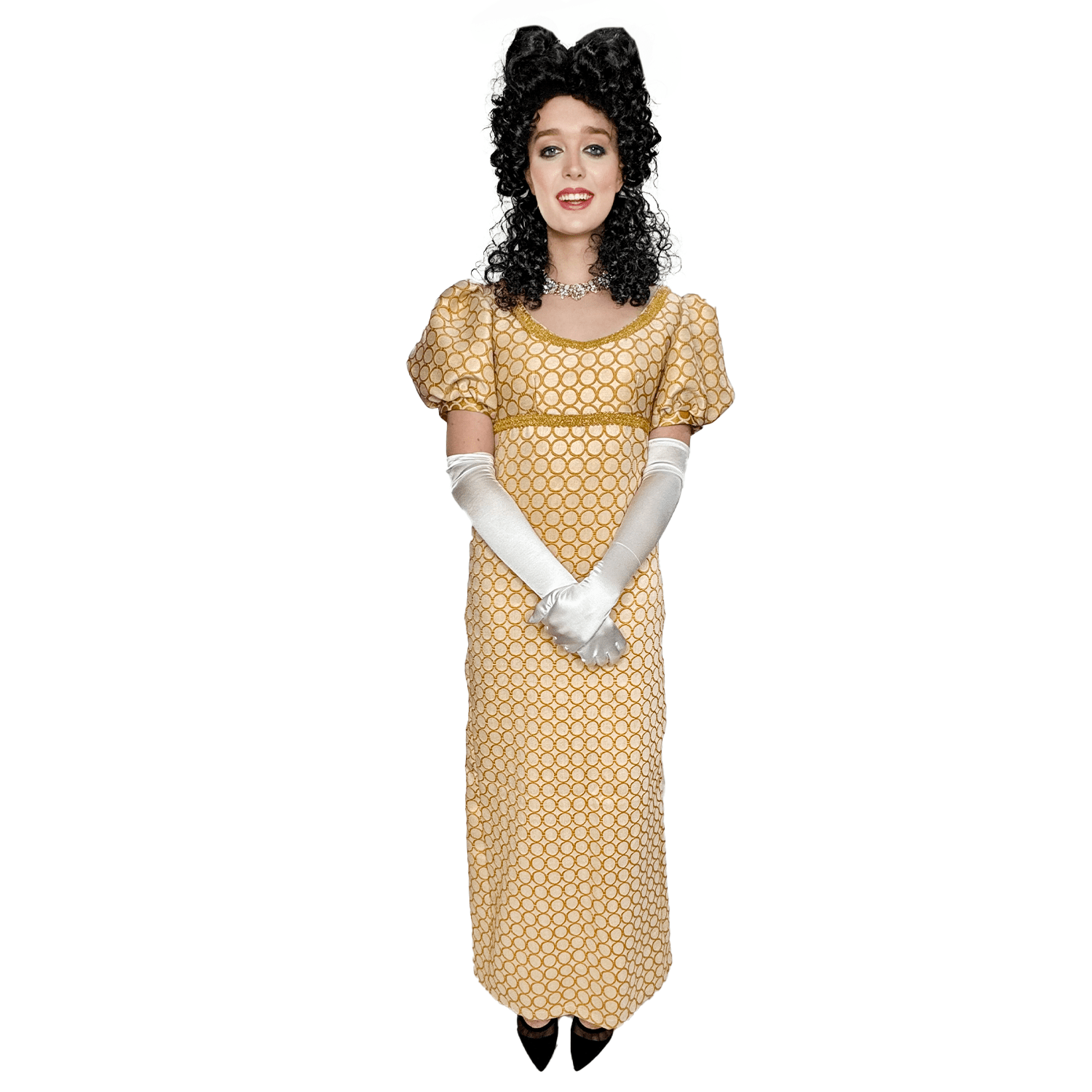 Regency Gold Circle Pattern Empire Dress Adult Costume Rent / Large / Gold Regency Gold Circle Pattern Empire Dress Adult Costume Rent / Large / Gold