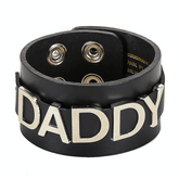 Roleplay Black Leather Nickname Snap Bracelet