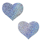Silver Glitter Hearts Nipple Pasties