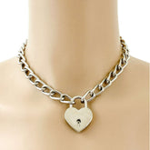 Silver Heart Lock Cuban Chain