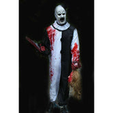 Terror Clown 6' Poseable Art The Clown Inspired Prop w/ Bloody Saw & Decapitated Head