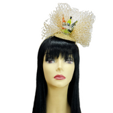 Bottle Service Gold Veil Fascinator