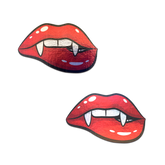Vampire Fangs Pasties Red Holo Biting Lip Nipple Covers