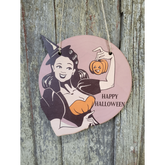 Vintage Witch Happy Halloween Wall Decor