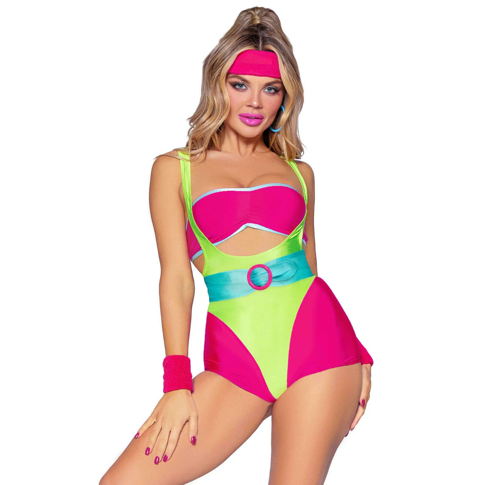 Neon 80s Fitness Clothes Workout Diva 80's Aerobics Women's Sexy Costume AbracadabraNYC Neon 80s Fitness Clothes Workout Diva 80's Aerobics Women's Sexy Costume AbracadabraNYC