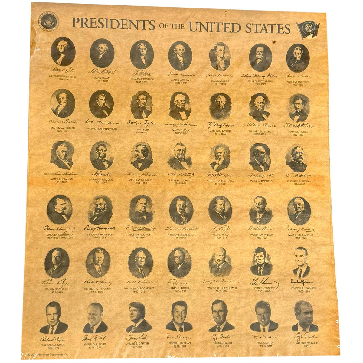 Presidents of the United States Historical Document Poster