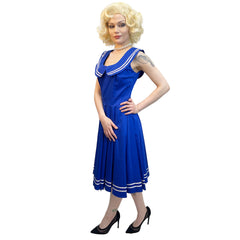Authentic Vintage 1960s Women's Blue Sailor Pinup Dress Adult Costume