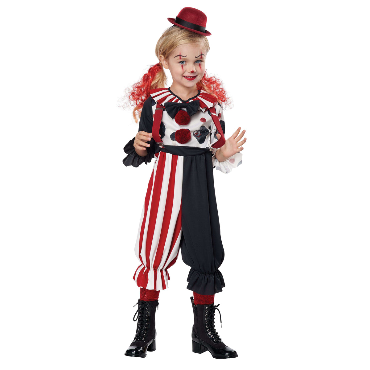 Kreepy Klown Red & Black Kids Costume
