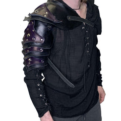 Black & Purple Leather Medieval Pauldron