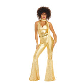 Disco Fox Gold Jumpsuit Women's Costume