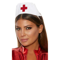 White Nurse Hat with Red Cross Costume Accessory