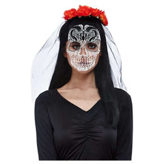 Day Of The Dead Headband With Printed Veil
