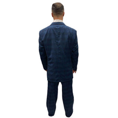 1920s Blue Plaid Suit Men's Costume w/ Black Bow Tie