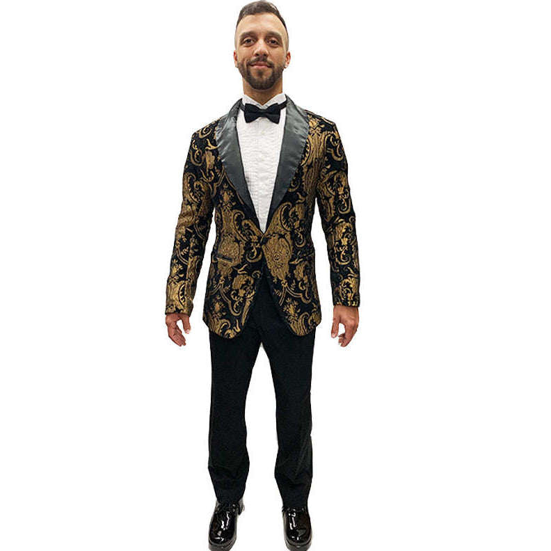 Pimpin' Suit Adult Costume w/ Black & Gold Brocade Jacket - Buy / Medium