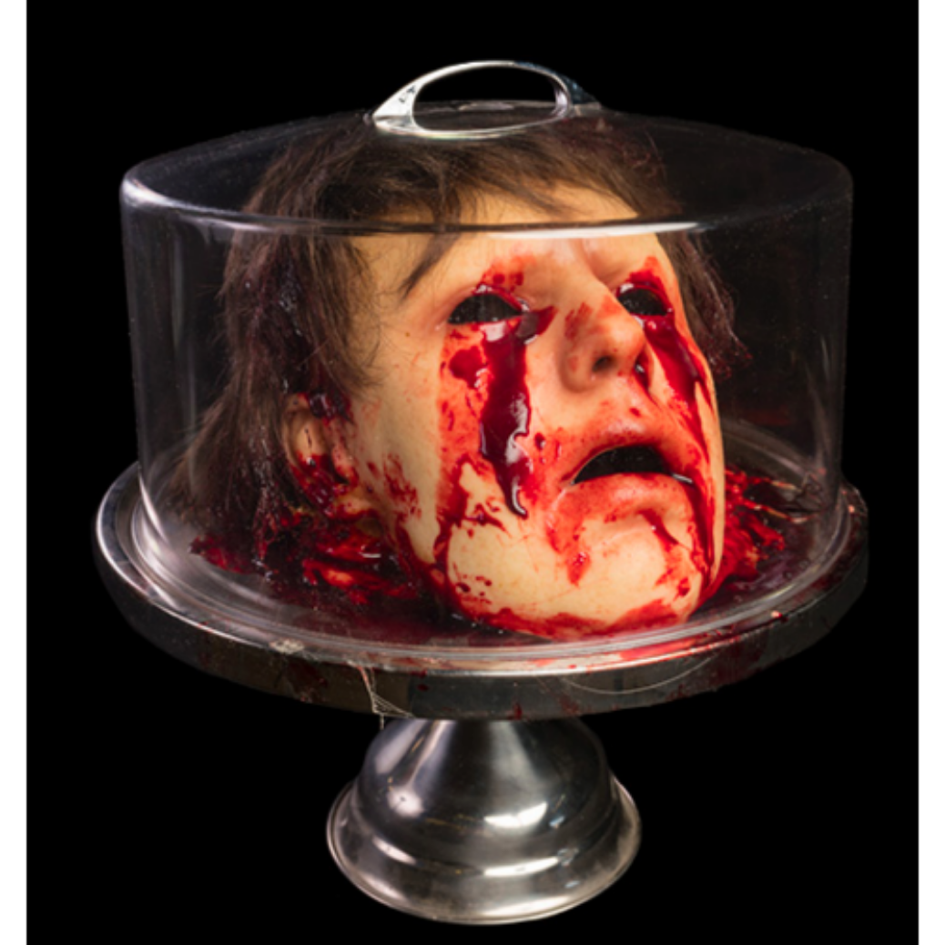 Bloody Head On A Cake Serving Plate Prop