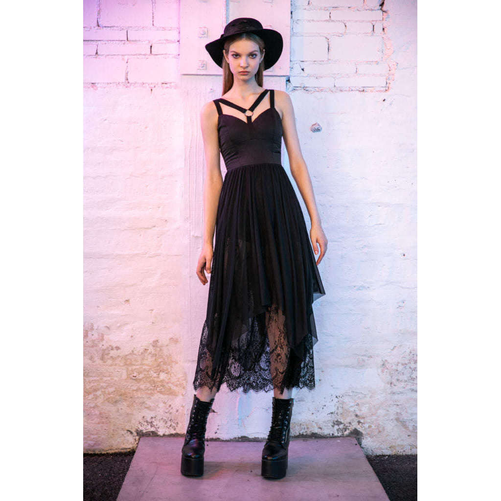 Goth Dress With Harness And Lace – AbracadabraNYC