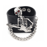 Shredding Skeleton Leather Chain Bracelet