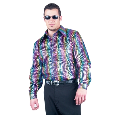 Groovy Rainbow Swirl Plus Size Adult Disco Shirt