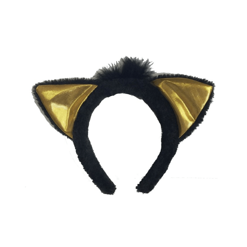 Black Cat Gold Lame Ears Headband