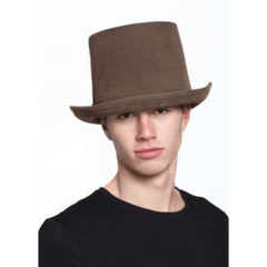 Brown Leather Like Steampunk Top Hat