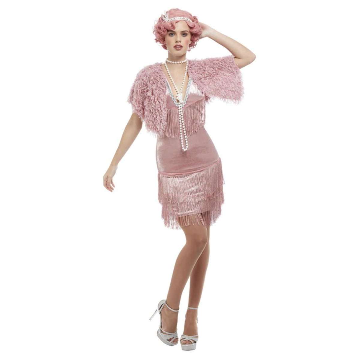 Deluxe 20s Vintage Pink Flapper Adult Costume Medium Deluxe 20s Vintage Pink Flapper Adult Costume Medium