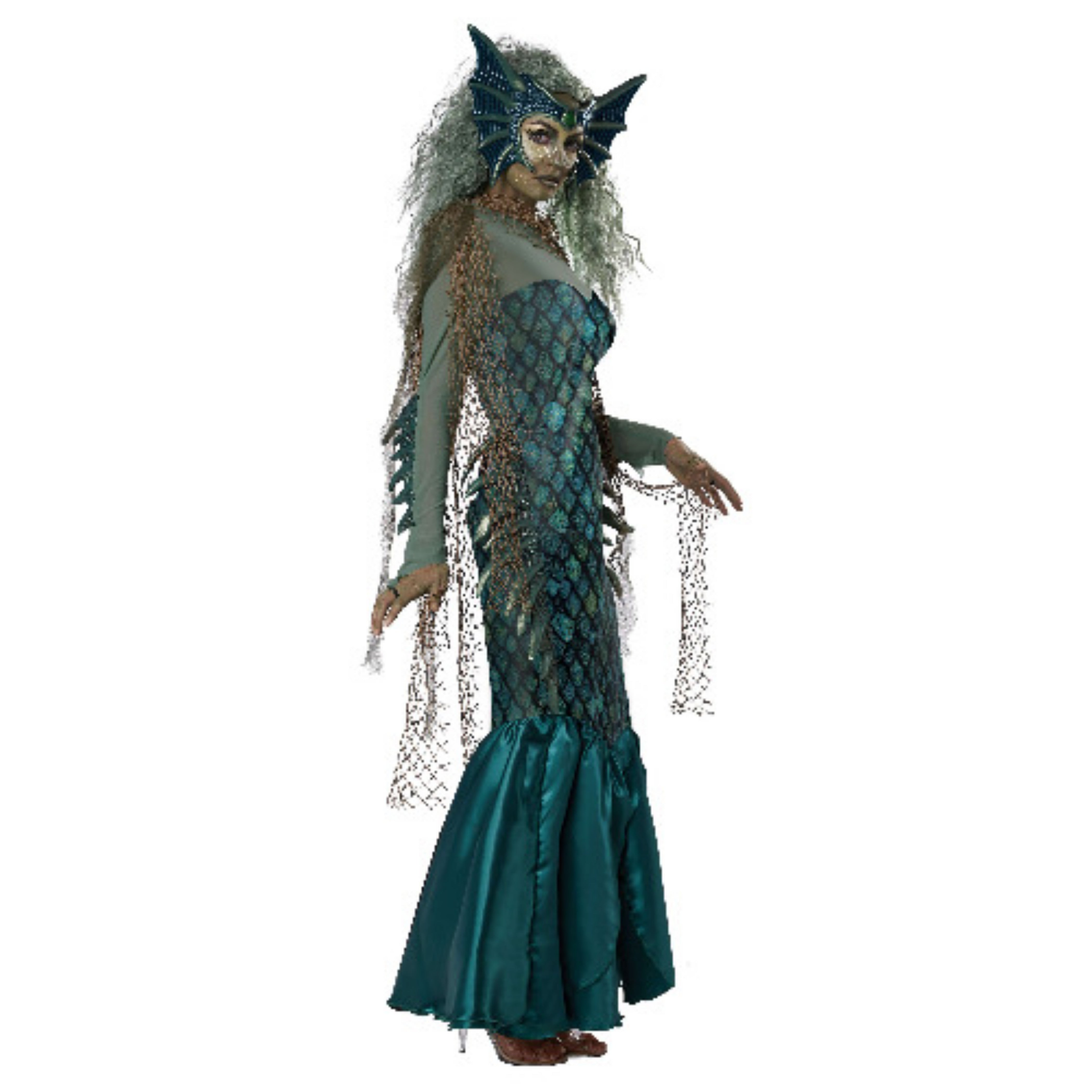 The Mermaid Costume Kit, Burlesque Wig and Plastic Pearl Necklace