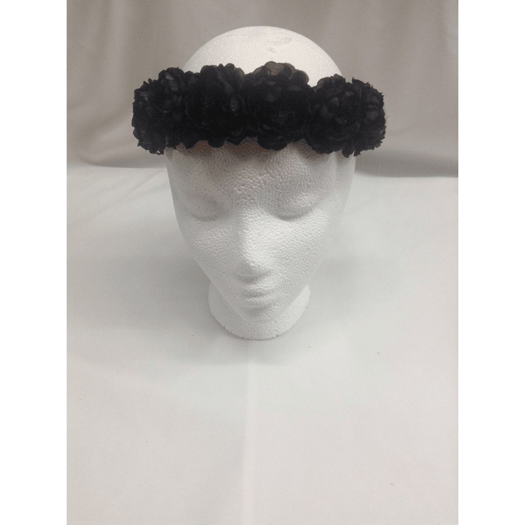Black Small Peony Flower Headwrap