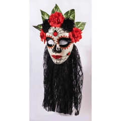 Day of the Dead Women's Mask with Black Veil