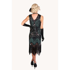 Green Beaded Flapper Dress with Fringes