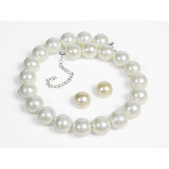 50's Faux Pearl Necklace & Earrings Set