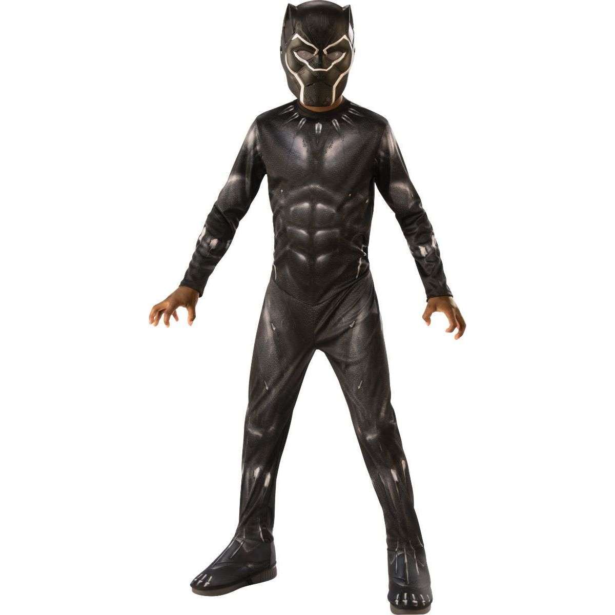 Black Panther Halloween Kids Costume Black/Grey, Size Medium 8-10 Marvel
