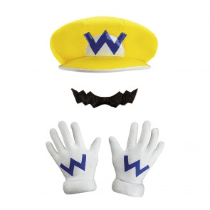 Super Mario Bros. Wario Adult Costume Kit w/ Hat, Gloves & Mustache