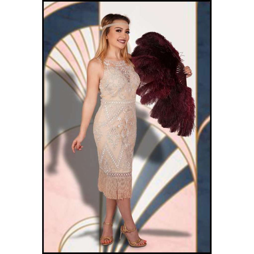 Peach Beaded Flapper Fringe Dress X-Large Peach Beaded Flapper Fringe Dress X-Large