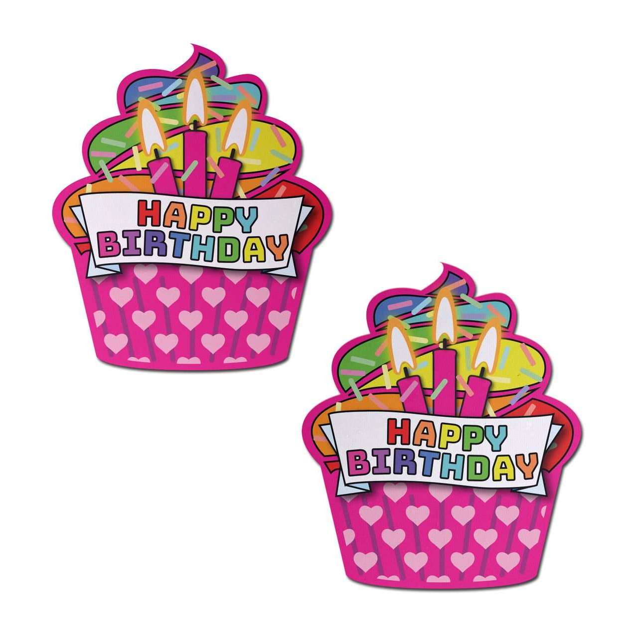 Cupcake: Pink & Multi-Color Happy Birthday Nipple Pasties – AbracadabraNYC