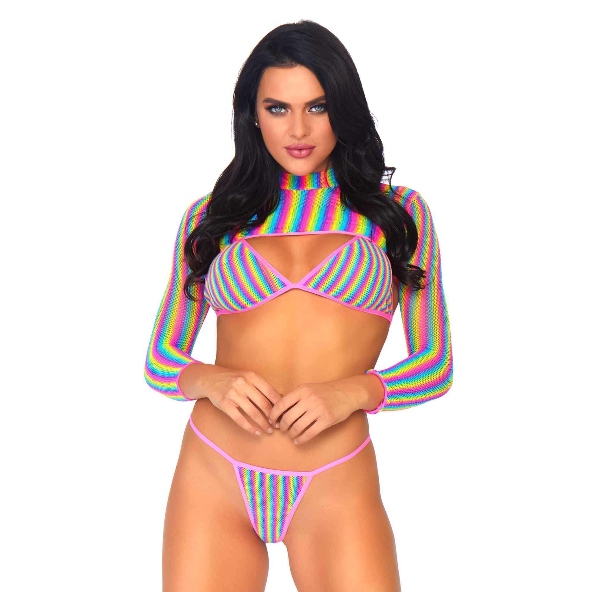 Sexy Rainbow Fishnet Bikini Set AbracadabraNYC Sexy Rainbow Fishnet Bikini Set AbracadabraNYC