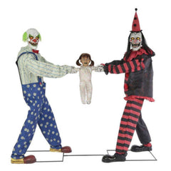 Scary Clowns w/ Screaming Child Tug-of-War Animated Prop