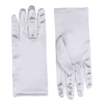 9" White Satin Gloves