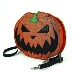 Sleepyville Critters Pumpkin Two Faced Jack O Lantern Crossbody Bag