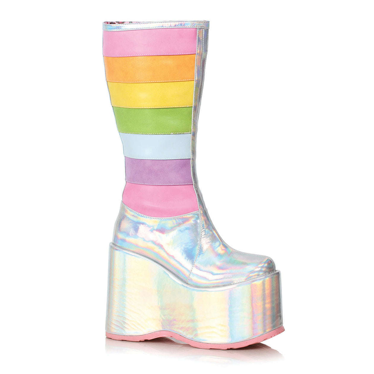 5" Show Stopping Holo Rainbow Women's Platform Boots