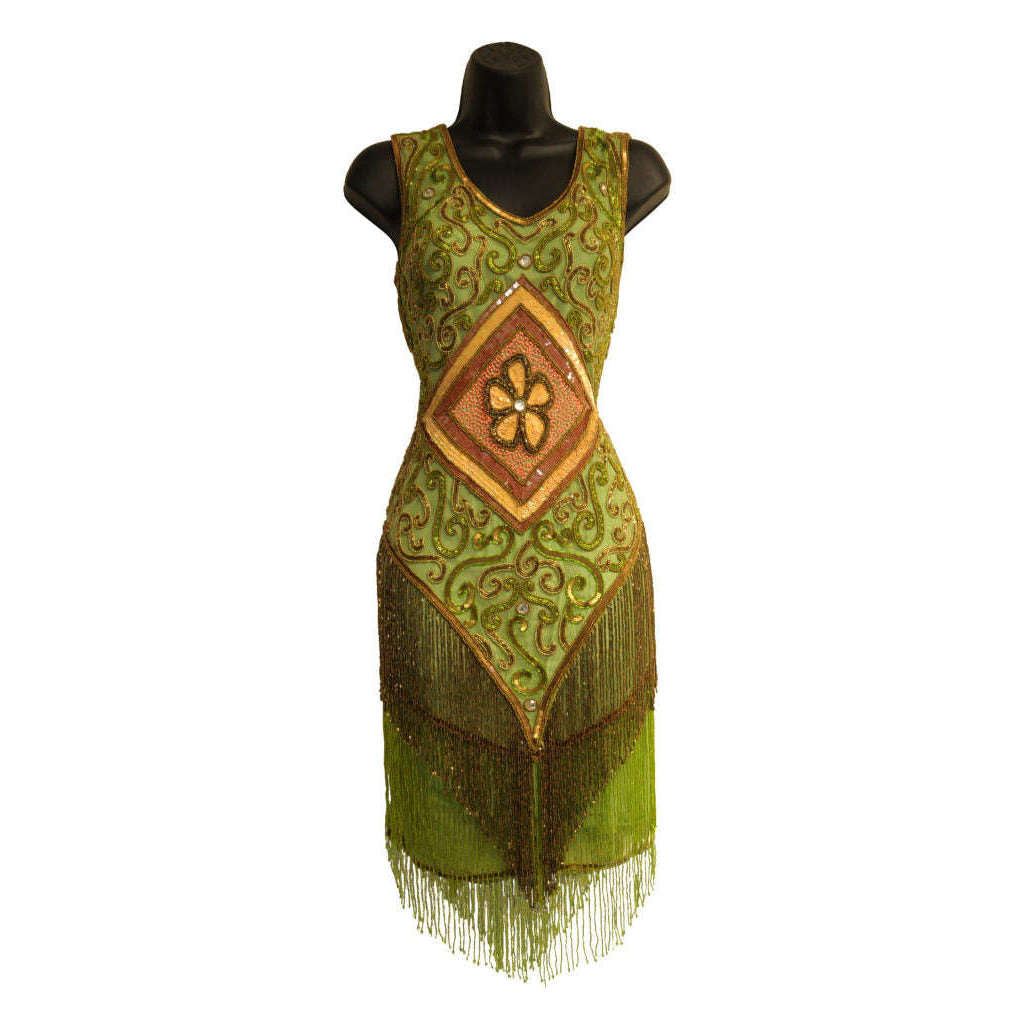 Green Sequined Flower Flapper Dress X-Large Green Sequined Flower Flapper Dress X-Large