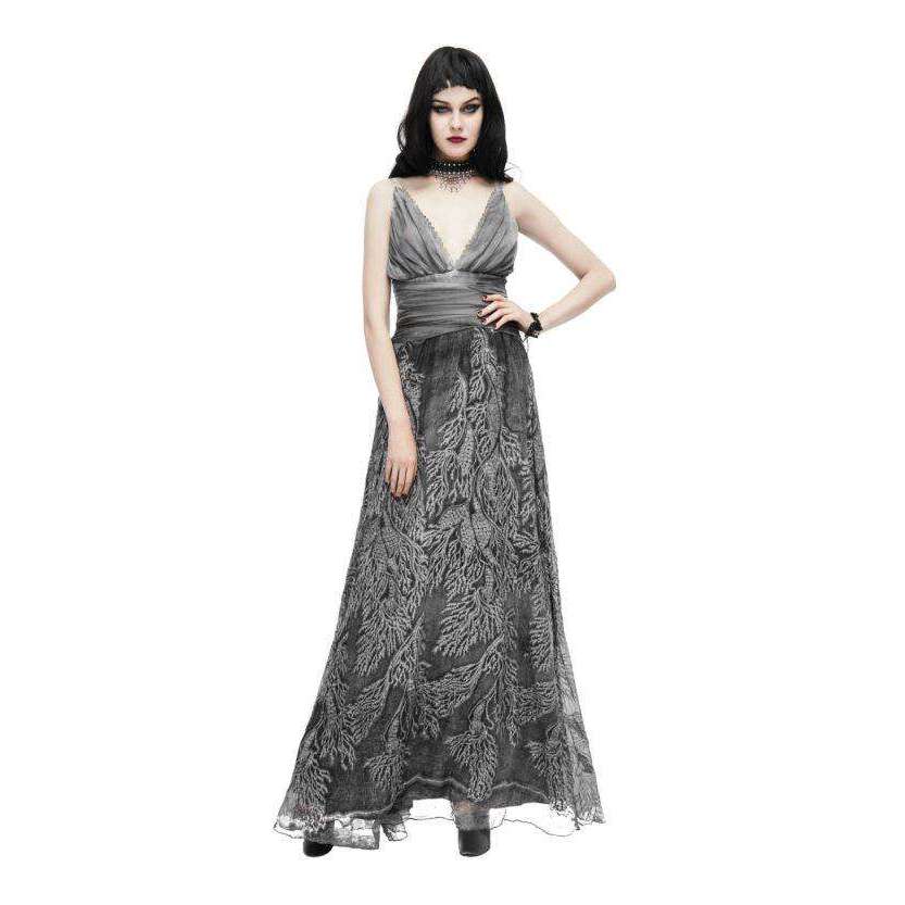 Gothic Grey V-Neck Maxi Dress Small Gothic Grey V-Neck Maxi Dress Small