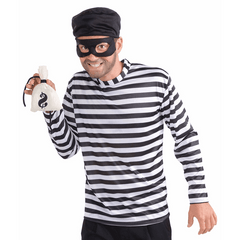 Classic Burglar Adult Costume Set W/ Money Bag and Mask