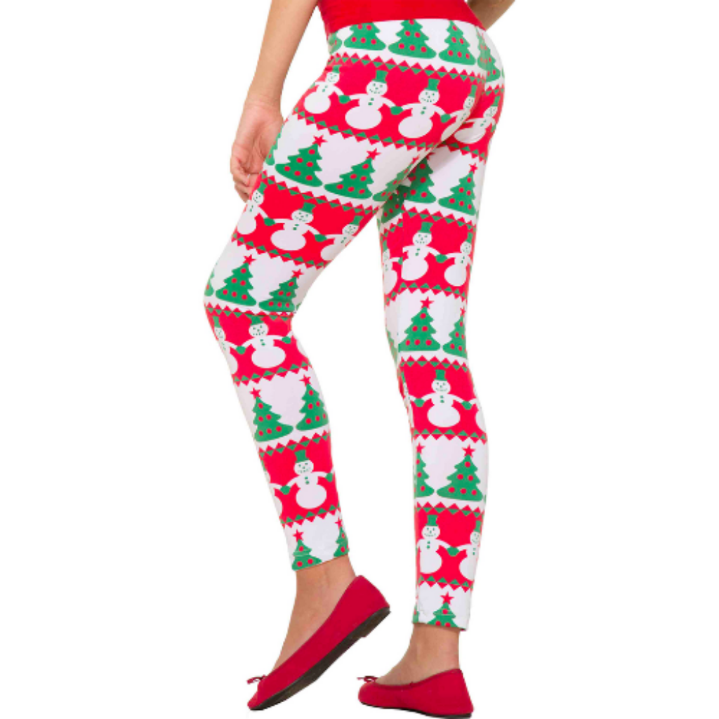 Holiday Leggings with Snowman and Christmas Tree AbracadabraNYC