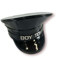 Black Patent Leather Police Hat with Stainless Steel Letter Nickname