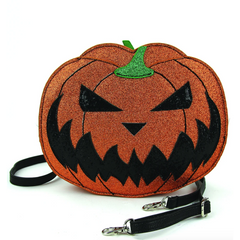 Sleepyville Critters Pumpkin Two Faced Jack O Lantern Crossbody Bag